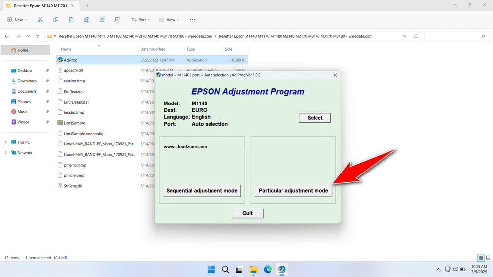 How to Use Epson EcoTank M1140 Resetter - Step 2