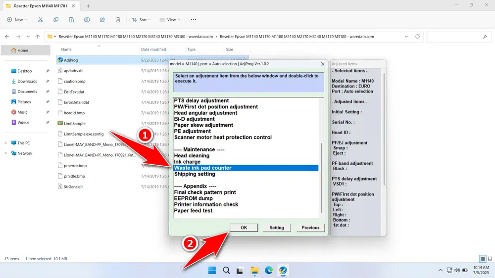 Epson ET M1140 M1170 M1180 M2140 M2170 M3140 M3170 M3180 Resetter 4 How to Use Epson EcoTank M1140 Resetter - Step 3