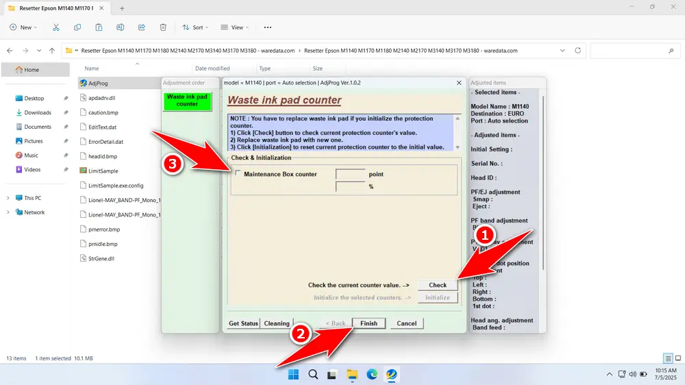 Epson ET M1140 M1170 M1180 M2140 M2170 M3140 M3170 M3180 Resetter 5 How to Use Epson EcoTank M1140 Resetter - Step 4