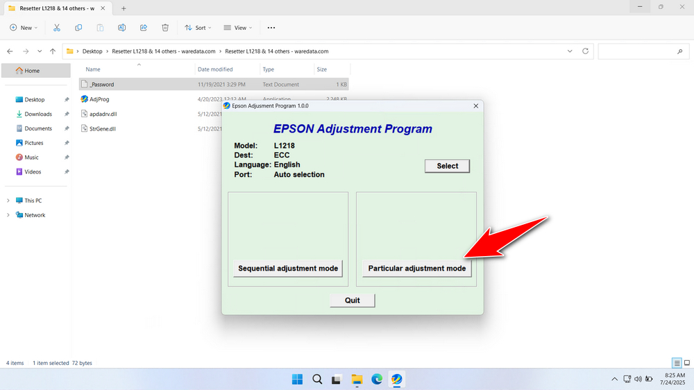 How to Use Epson L1218 Resetter - Step 3