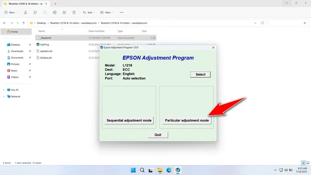 How to Use Epson L1218 Resetter - Step 3