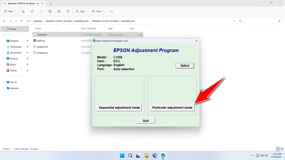 How to Use Epson L1258 Resetter - Step 3