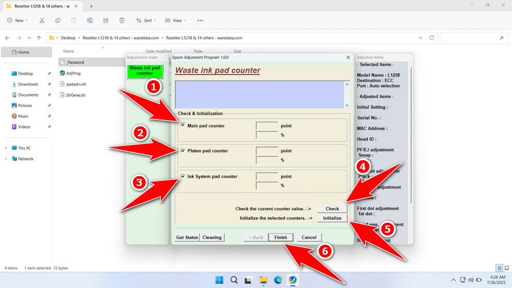 How to Use Epson L1258 Resetter - Step 5