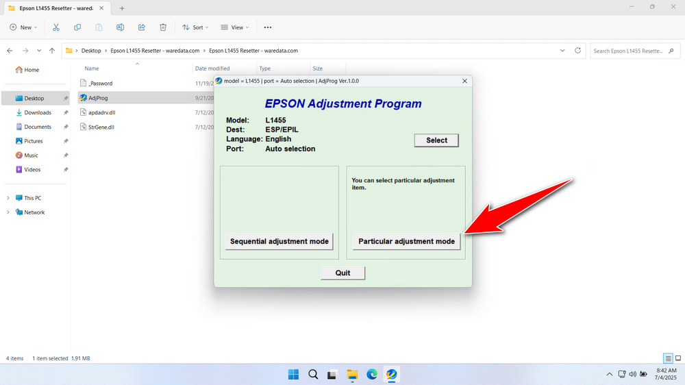How to Use Epson L1455 Resetter - Step 1
