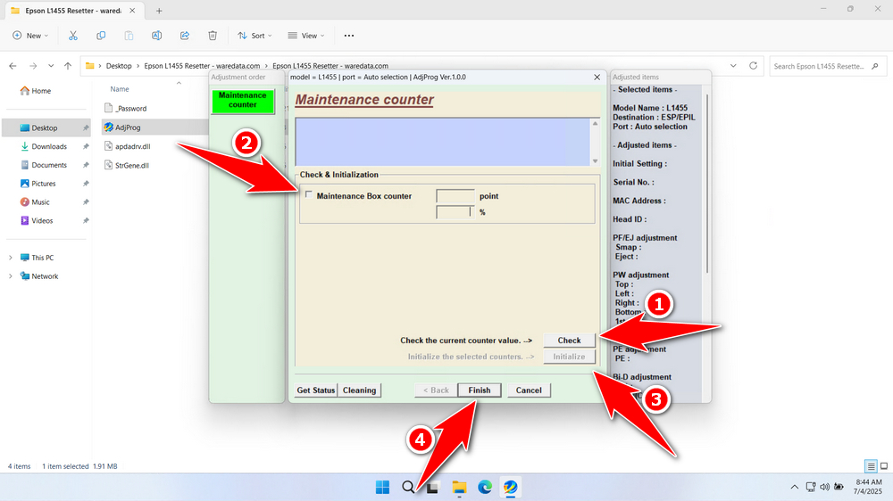 How to Use Epson L1455 Resetter - Step 3