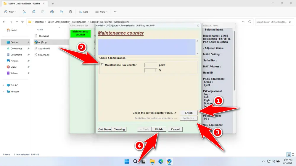 Epson L1455 Resetter 4 How to Use Epson L1455 Resetter - Step 3
