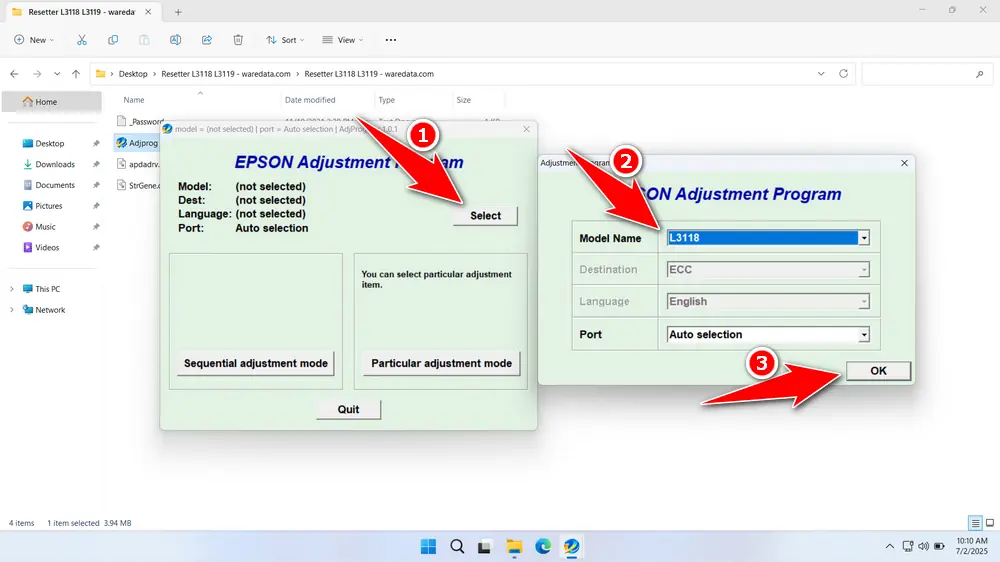 How to Use Epson L3118 & L3119 Resetter - Step 1