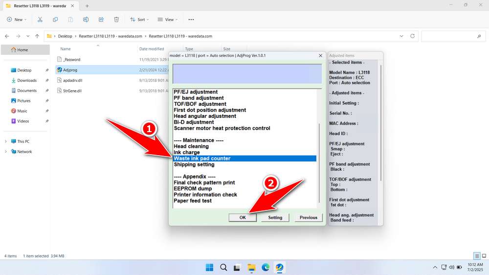 How to Use Epson L3118 & L3119 Resetter - Step 3