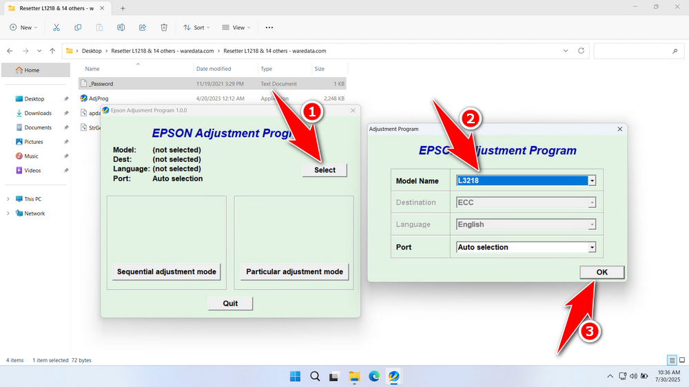 How to Use Epson L3218 Resetter - Step 2