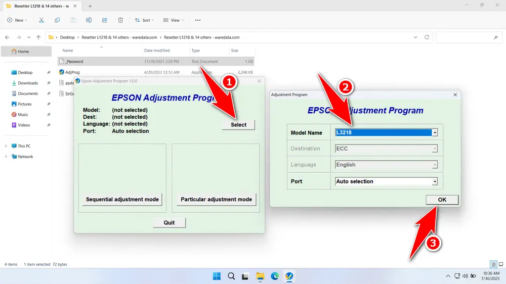 How to Use Epson L3218 Resetter - Step 2