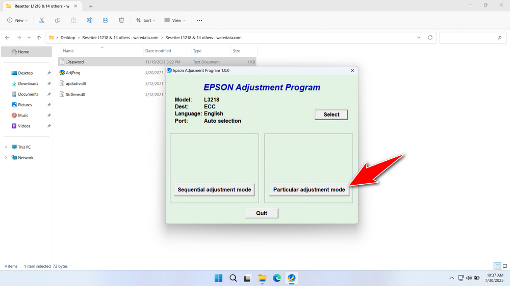 How to Use Epson L3218 Resetter - Step 3