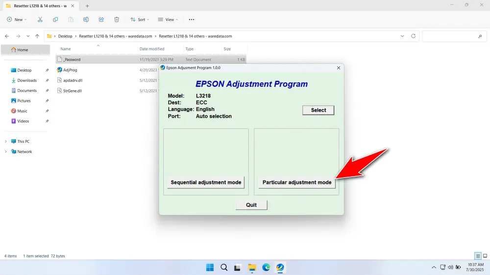 How to Use Epson L3218 Resetter - Step 3