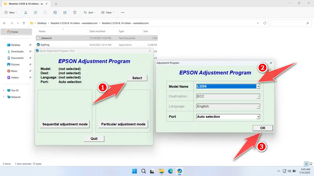 How to Use Epson L3255 Resetter - Step 2