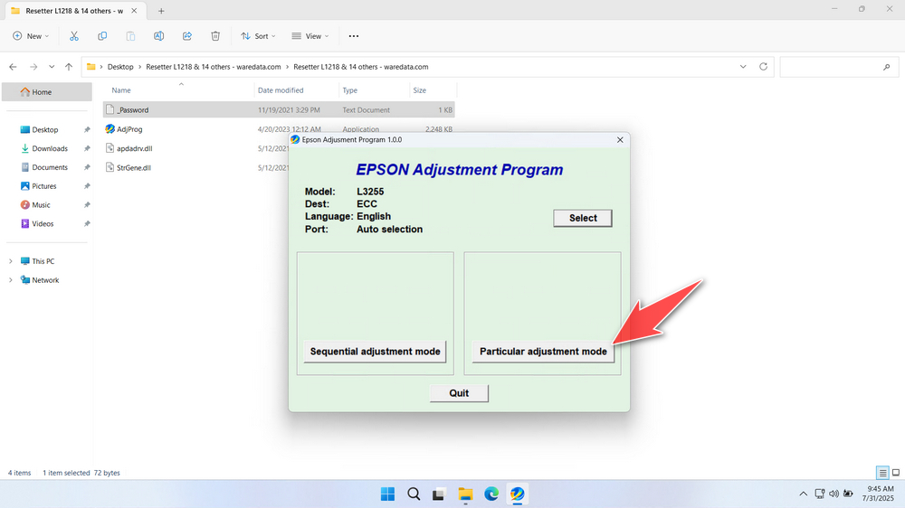 How to Use Epson L3255 Resetter - Step 3