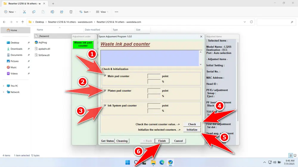 How to Use Epson L3255 Resetter - Step 5