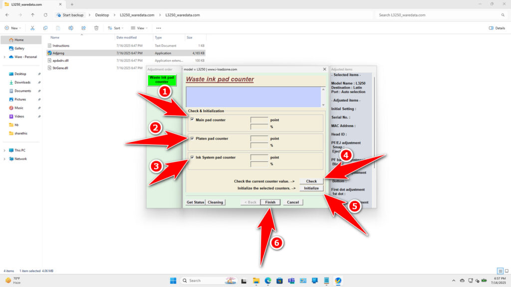 How to Use Epson L3256 Resetter - Step 5