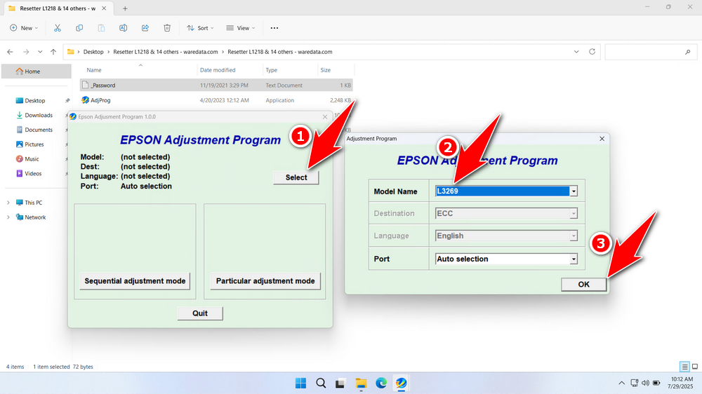 How to Use Epson L3269 Resetter - Step 2