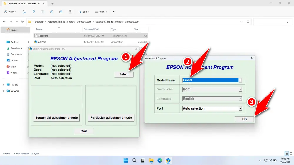 How to Use Epson L3269 Resetter - Step 2