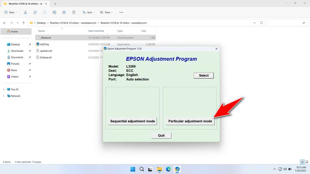 How to Use Epson L3269 Resetter - Step 3