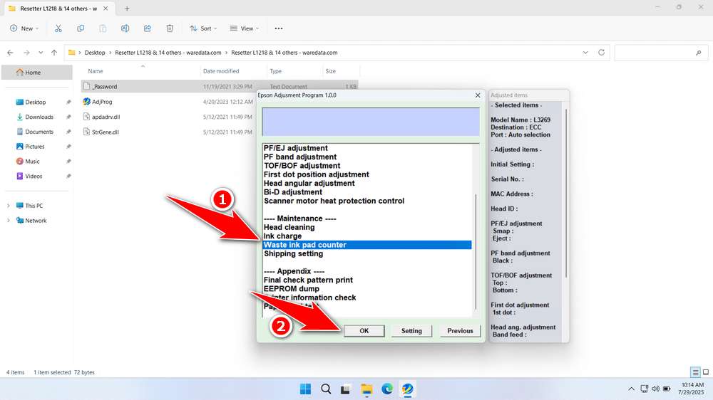 How to Use Epson L3269 Resetter - Step 4