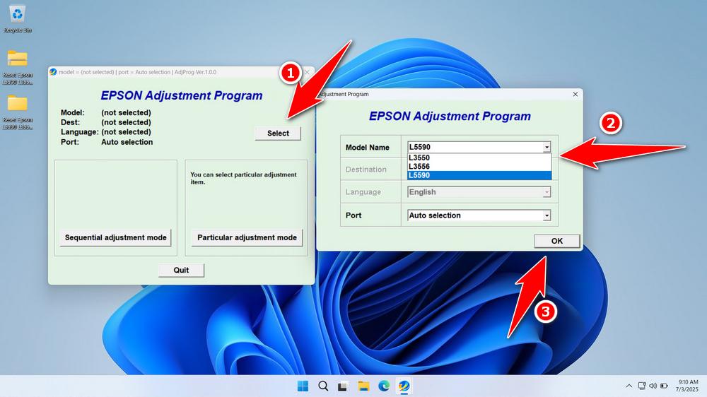 How to Use Epson L5590 Resetter - Step 1