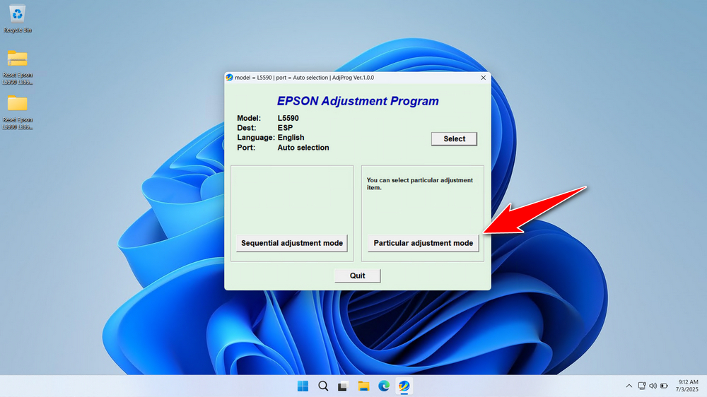 How to Use Epson L5590 Resetter - Step 2