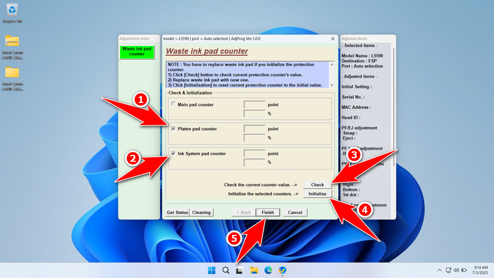 How to Use Epson L5590 Resetter - Step 4