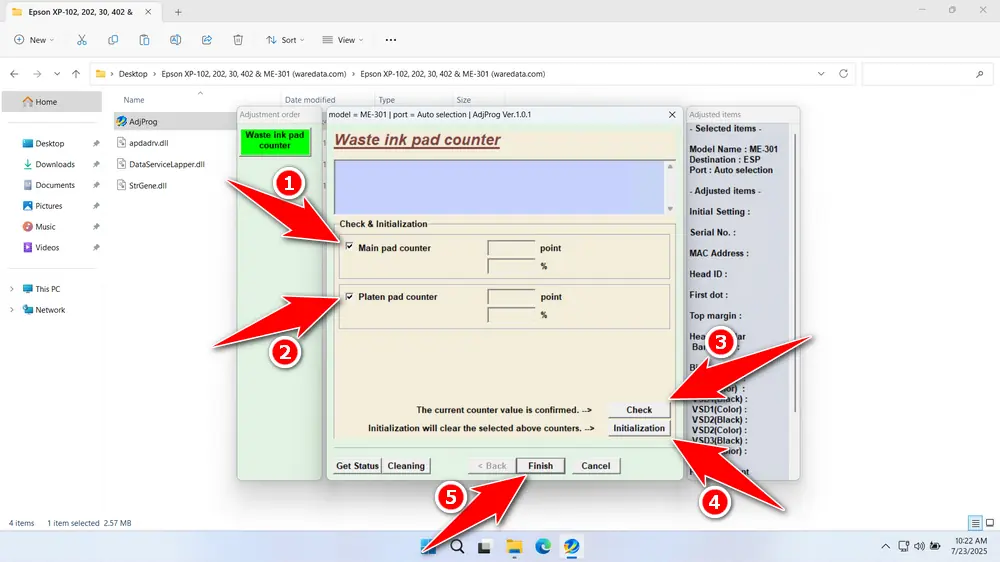 How to Use Epson ME-301 & XP-30 Resetter - Step 4