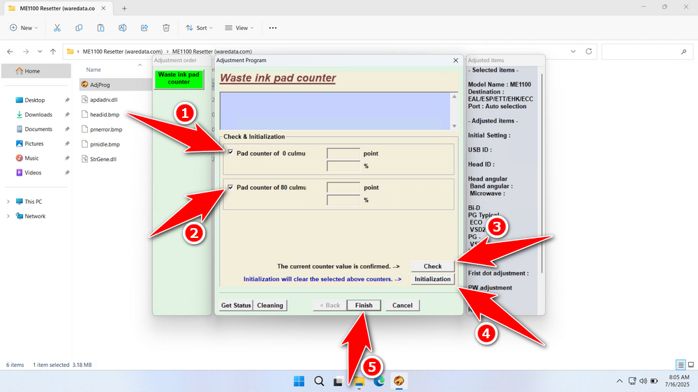 How to Use Epson ME Office 1100 Resetter - Step 3
