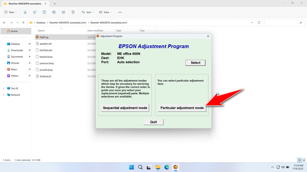 How to Use Epson ME Office 650FN Resetter - Step 1