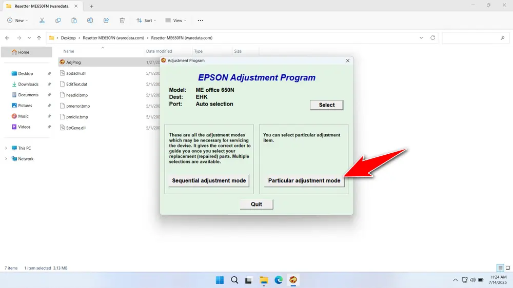 How to Use Epson ME Office 650FN Resetter - Step 1