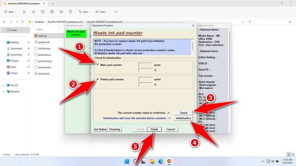 How to Use Epson ME Office 650FN Resetter - Step 3