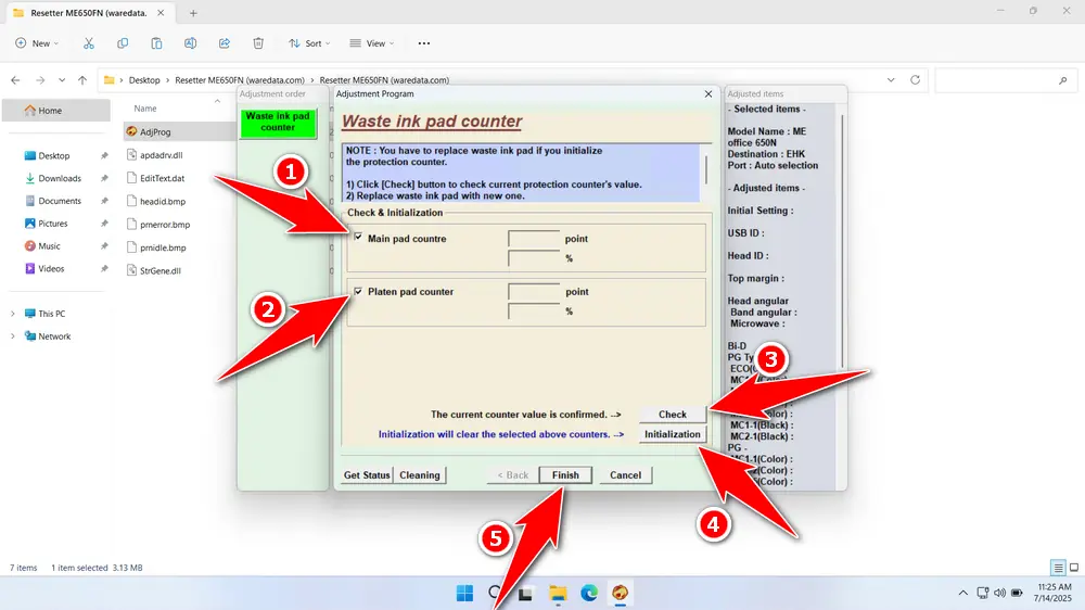 How to Use Epson ME Office 650FN Resetter - Step 3