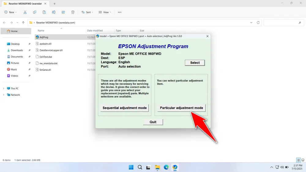 Epson ME Office 960FWD Resetter 2 How to Use Epson ME Office 960FWD Resetter - Step 1