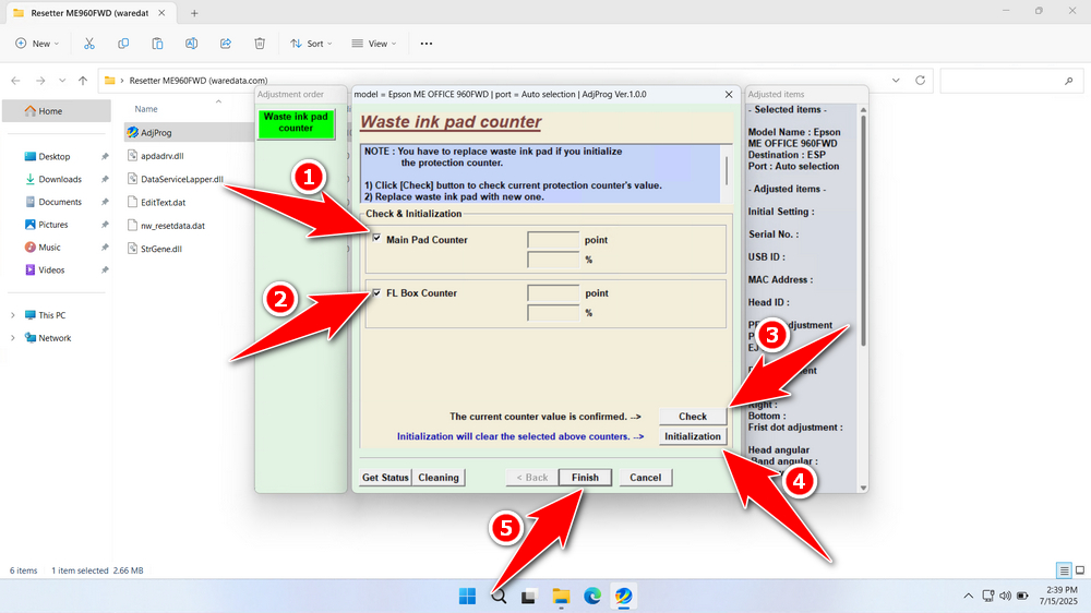 How to Use Epson ME Office 960FWD Resetter - Step 3