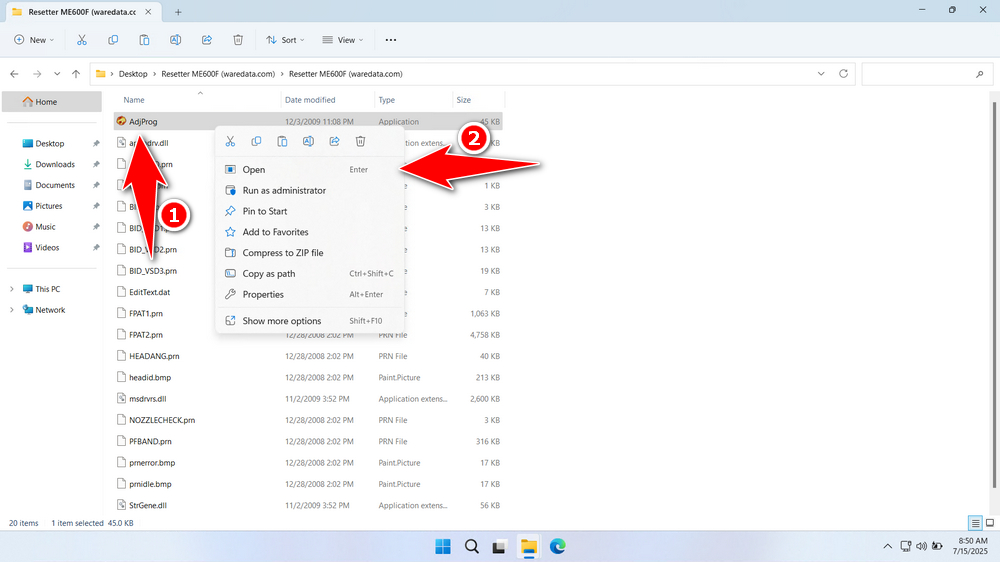 How to Use Epson Me Office 600F Resetter - Step 1