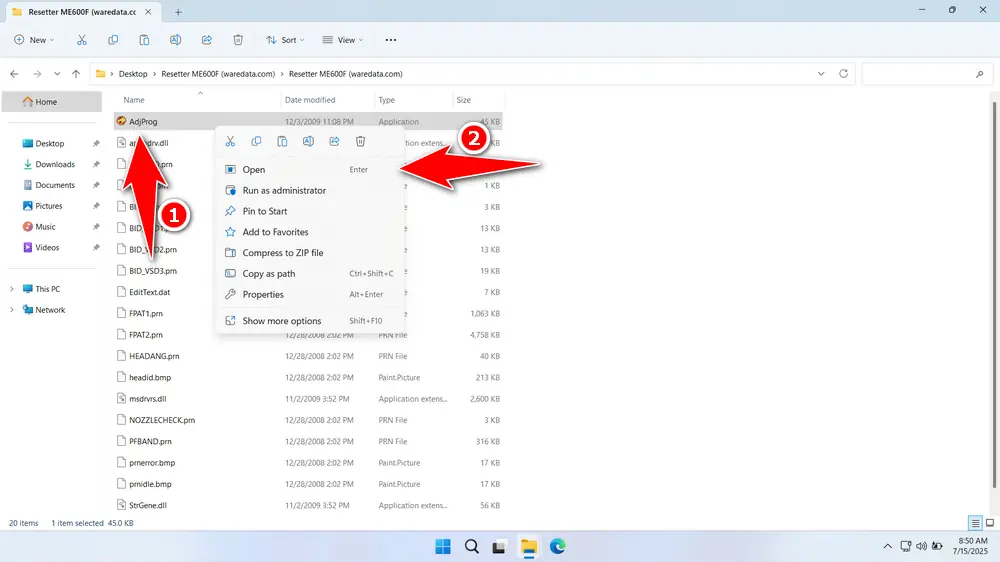 How to Use Epson Me Office 600F Resetter - Step 1