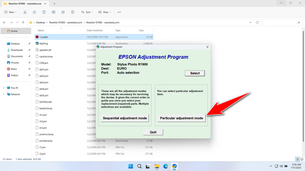 How to Use Epson Stylus Photo R1900 Resetter - Step 2