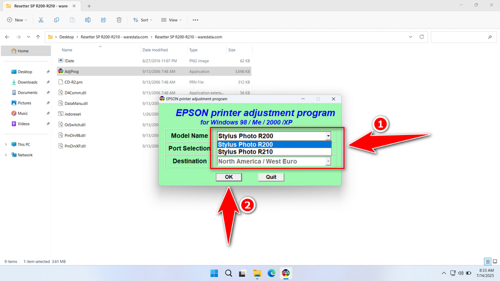 How to Use Epson Stylus Photo R200 Resetter - Step 3