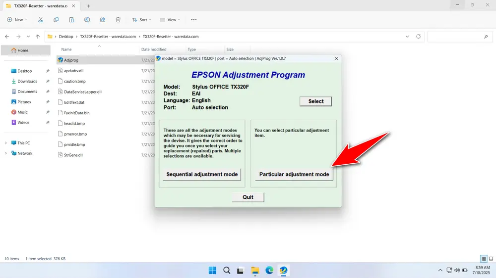Epson Stylus Office TX320F Resetter 2 How to Use Epson TX320F Resetter - Step 1