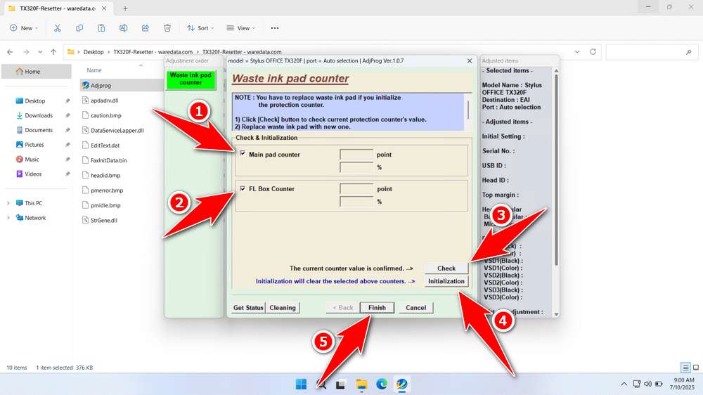 How to Use Epson TX320F Resetter - Step 3