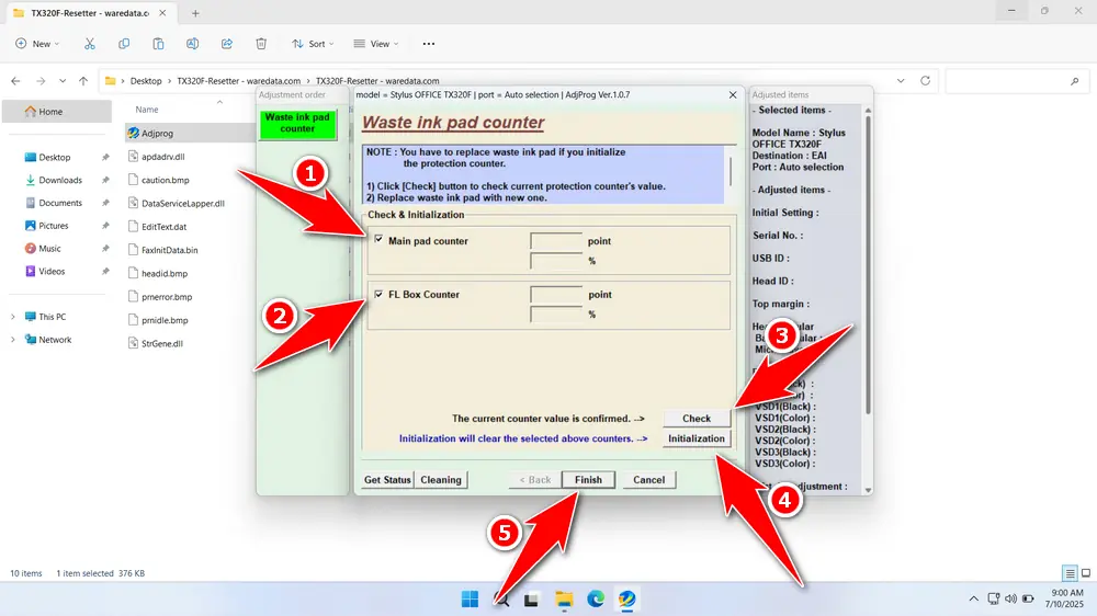 Epson Stylus Office TX320F Resetter 4 How to Use Epson TX320F Resetter - Step 3