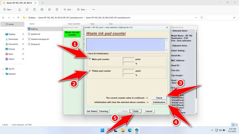 How to Use Epson XP-102 Resetter - Step 4
