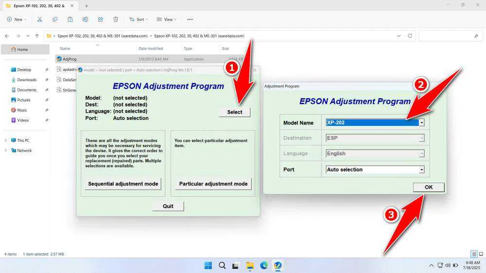 Epson XP-202 Resetter 2 How to Use Epson XP-202 Resetter - Step 1