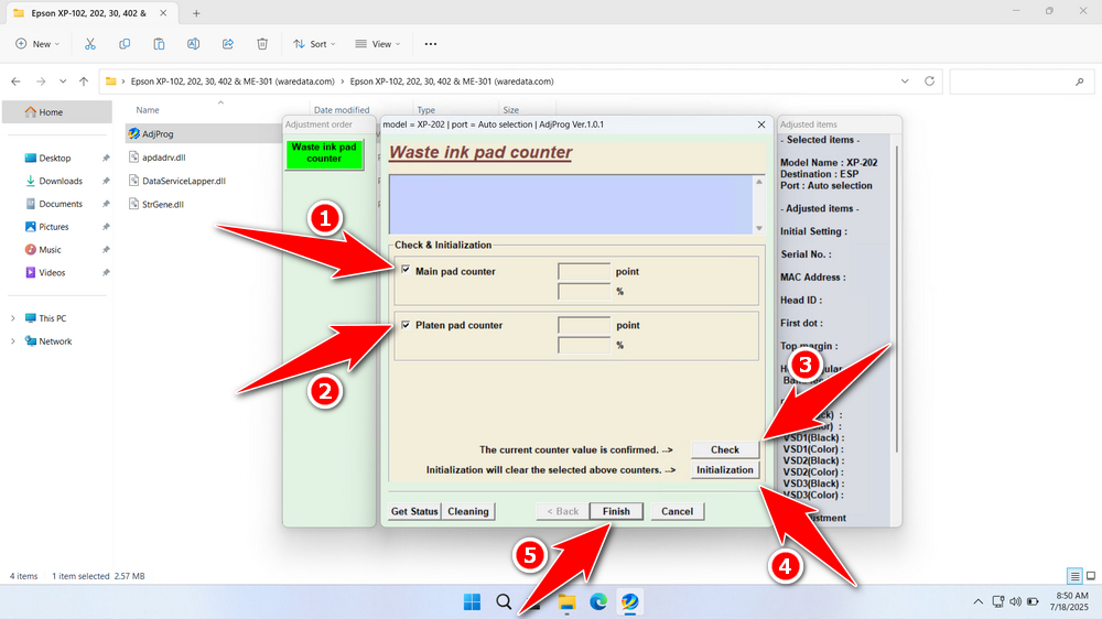 How to Use Epson XP-202 Resetter - Step 4