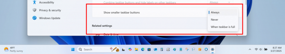 Taskbar Windows 11 with Scaling