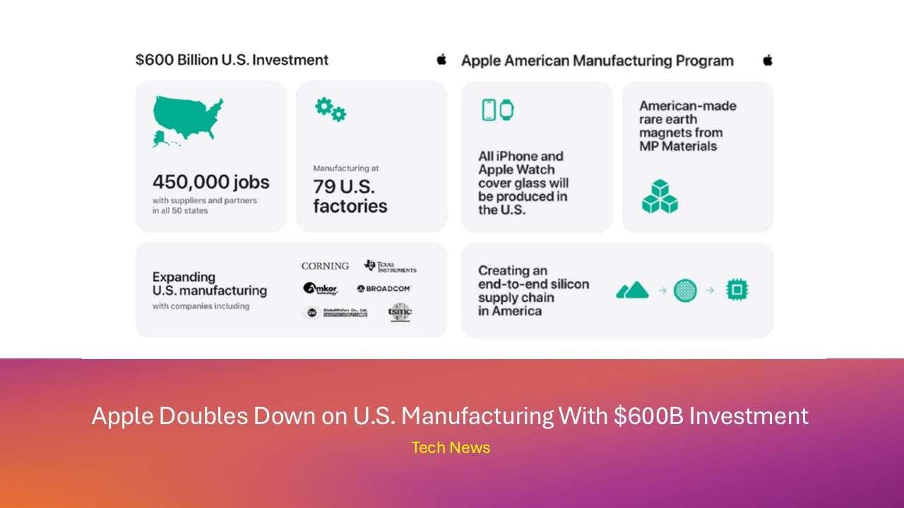 Apple Doubles Down on U.S. Manufacturing With $600B Investment
