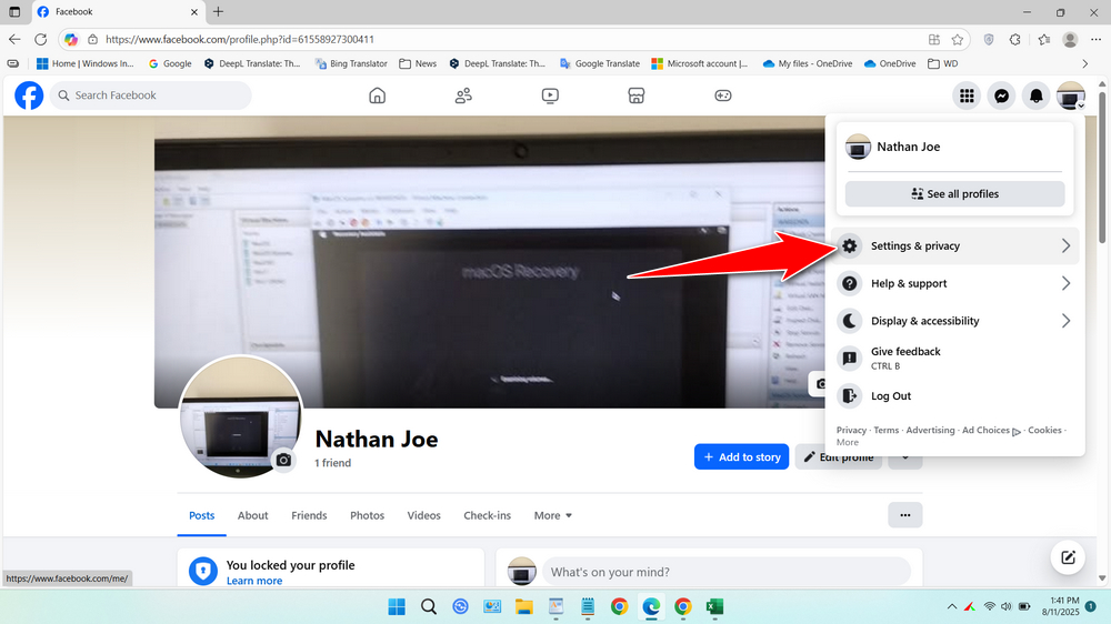 Change Profile Name on Facebook via Web Browser - Step 1