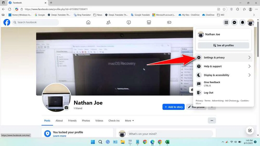 How to Change Profile Name on Facebook 2 Change Profile Name on Facebook via Web Browser - Step 1