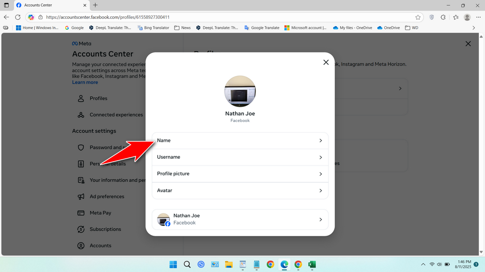 Change Profile Name on Facebook via Web Browser - Step 5